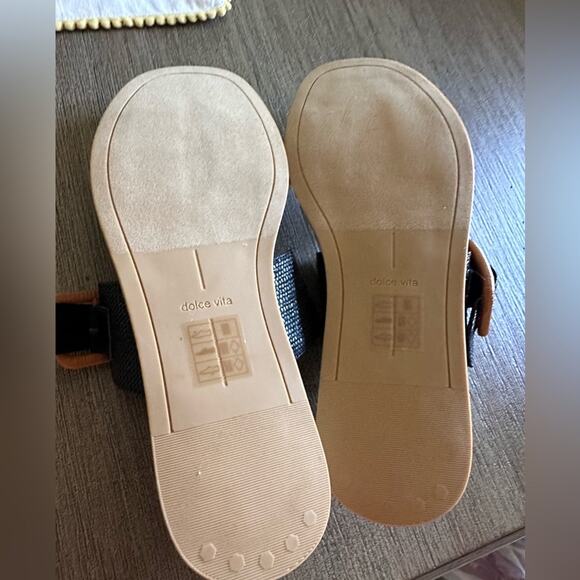 Dolce Vita Genzel Slides Flat Sandals Black Slide on Woven Women’s size 8 New - Picture 5 of 6